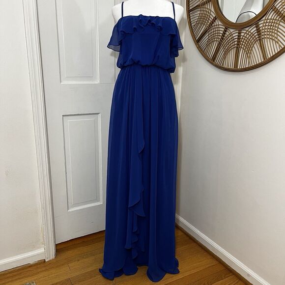 Aidan Mattox Dresses & Skirts - AIDAN MATTOX Royal Blue Flowy Lined Ruffle Grecian Style Maxi‎ Dress Womens Sz 2